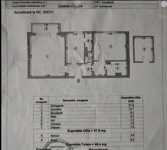 Apartament vanzare Constanta 2 camere, suprafata utila 62 mp, 1 grup sanitar. 84.000 euro. La Parter / 4. Destinatie: Rezidenta, Birou. Apartament Primo Constanta