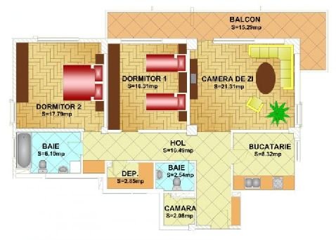 Apartament cu 3 camere de vanzare, confort Redus, zona Tomis Nord,  Constanta