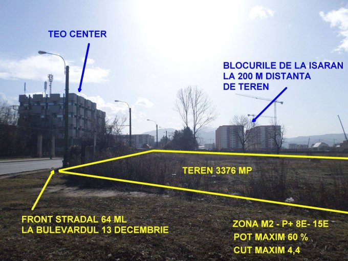 3376 mp teren intravilan de vanzare, in zona 13 Decembrie, Brasov 