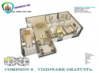  Bucuresti, zona Bucurestii Noi, apartament cu 2 camere de vanzare