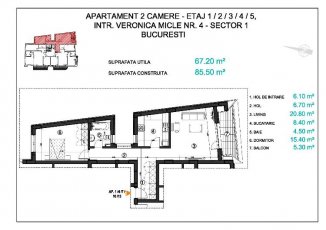 vanzare apartament decomandat, zona Piata Victoriei, orasul Bucuresti, suprafata utila 68 mp