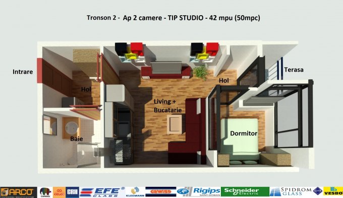 vanzare apartament cu 2 camere, decomandat, in zona Campus, orasul Constanta