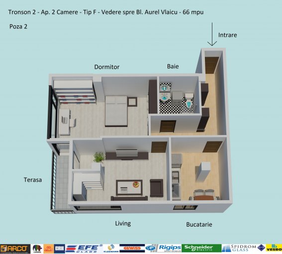 Apartament cu 2 camere de vanzare, confort Lux, zona Campus,  Constanta