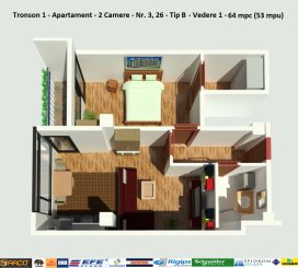 vanzare apartament decomandat, zona Campus, orasul Constanta, suprafata utila 52 mp