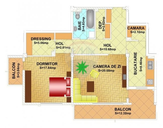 vanzare apartament decomandat, zona Tomis Nord, orasul Constanta, suprafata utila 75 mp