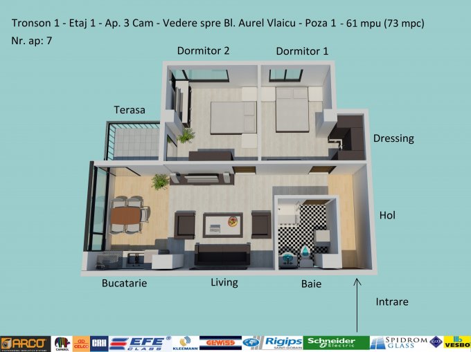 Apartament cu 3 camere de vanzare, confort Lux, zona Campus,  Constanta