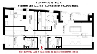 Apartament cu 3 camere de vanzare, confort Lux, zona Elvila,  Constanta