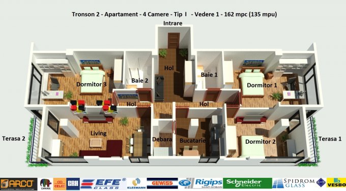 Apartament cu 4 camere de vanzare, confort Lux, zona Campus,  Constanta