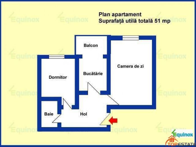 vanzare apartament decomandata, zona Cioceanu, orasul Ploiesti, suprafata utila 51 mp